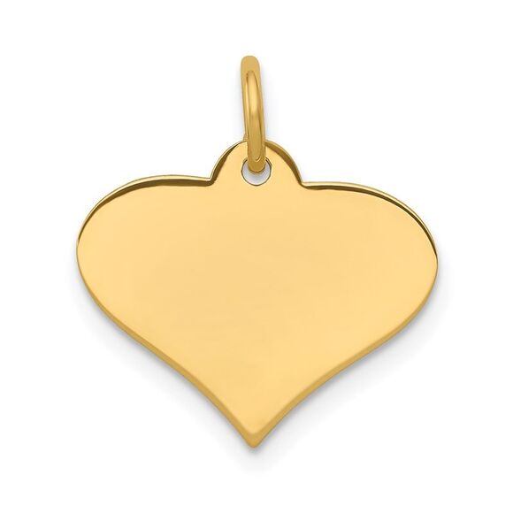 Kazi Luxury 14k Yellow Gold Plain .011 Gauge Engraveable Heart Disc Charm